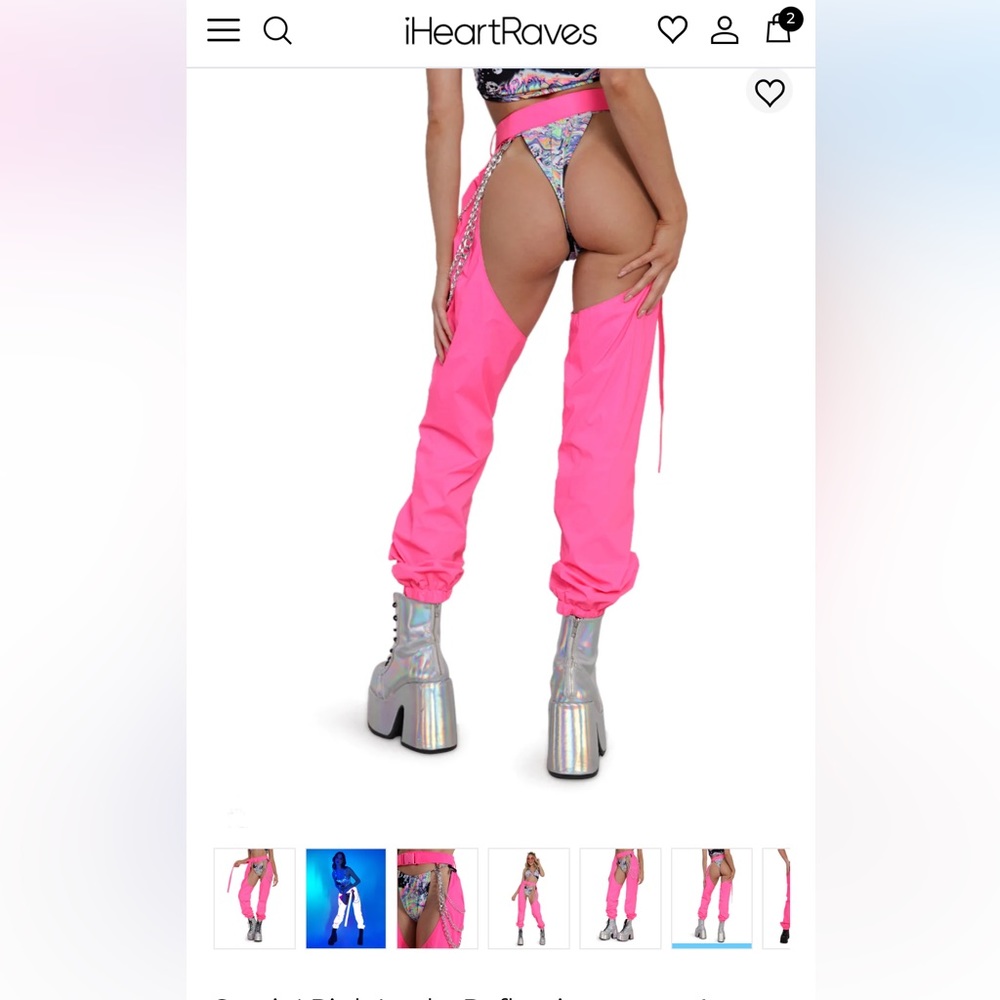 Iheartraves Servin' Pink Looks Reflective Chained Chaps - Picture 3 of 5